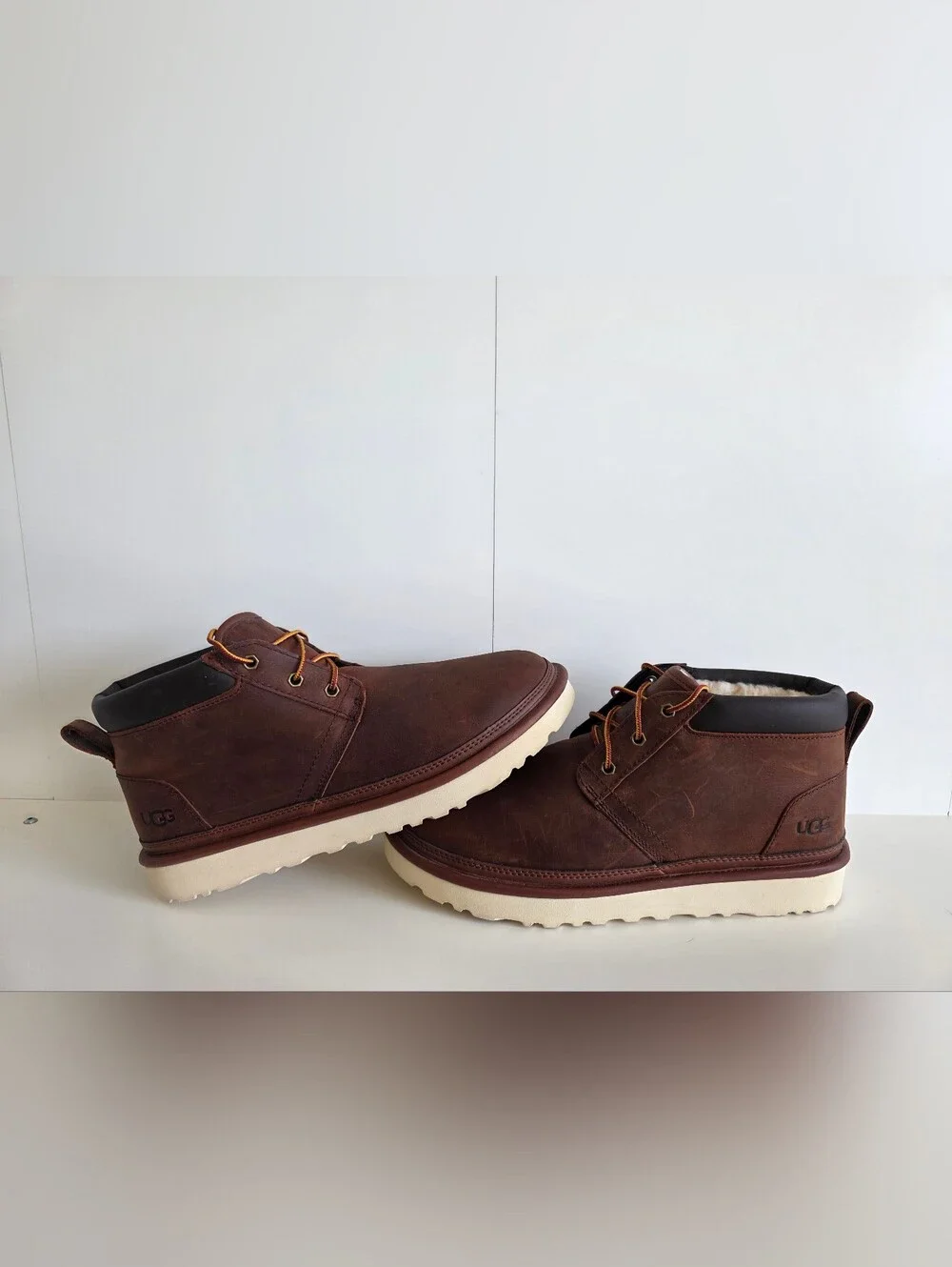 UGG Brown Leather Ankle Chukka Boots with Cream Sole